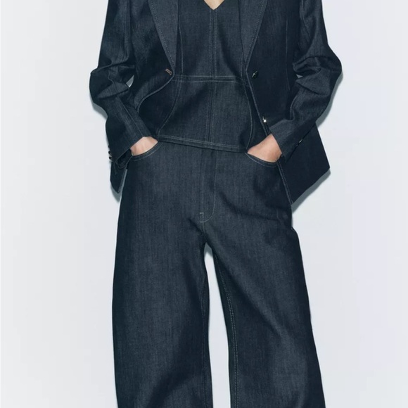 ZARA ZW COLLECTION DENIM PEPLUM BUSTIER - Picture 6 of 9